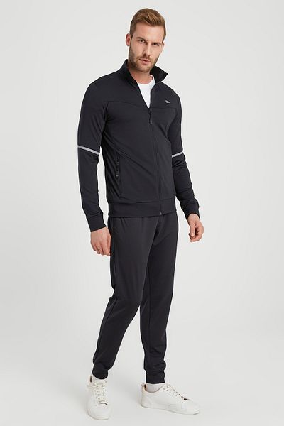 DYNAMO Men's Black Diver Fabric Tracksuit Set