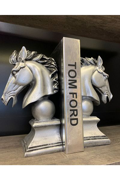 2Adam1Dekor Home Decoration Horse Book Holder Silver 25-25cm