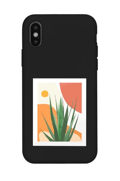 Spoyi حافظة هاتف إطلاق سوداء متوافقة مع هاتف Iphone X - Xs بتصميم زهرة الذرة