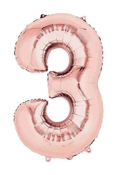Parti dolabı 100 Cm Rose Gold Bakır Büyük Folyo 3 Rakam Balon 40inc
