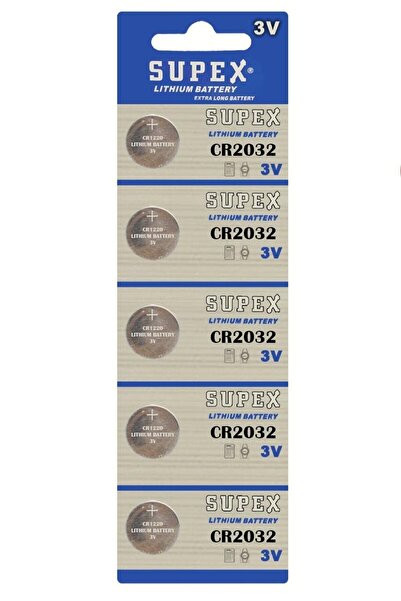 Supex 5 Adet 3 Volt Cr2032 Lityum Para Pil (dl2032 Bios-kepenk-kumanda Taerazi Düğme Lithum Pili)