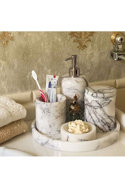Sümeyra Marble Art Σετ μπάνιου Mila-lilac Marble 5 τεμ