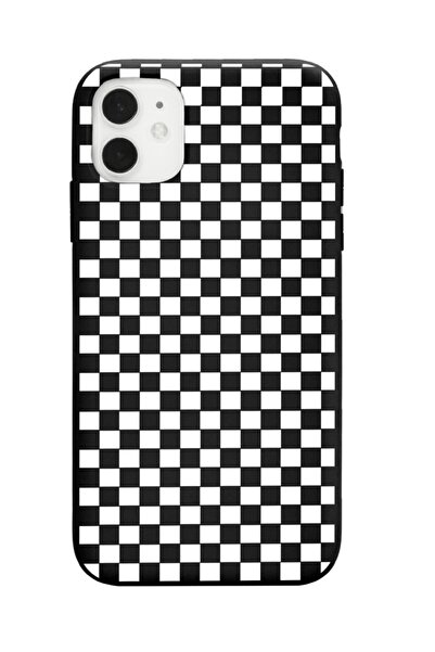 Spoyi Iphone 11 Uyumlu Dama Tasarımlı Siyah Lansman Telefon Kılıfı