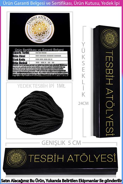 Tesbih Atölyesi Camel Bone System - Prayer Beads with Transition and Henna