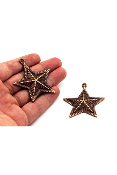 yfhobi 1 Adet - 48x55 Mm, Yıldız Desenli, Metal Uç, Takı Malzemesi, Bakır Oks...