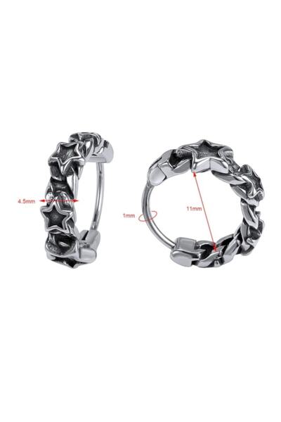 northstarshop Star Figure Sports Style Hoop Snap Biker 316l Steel Earrings (pair)