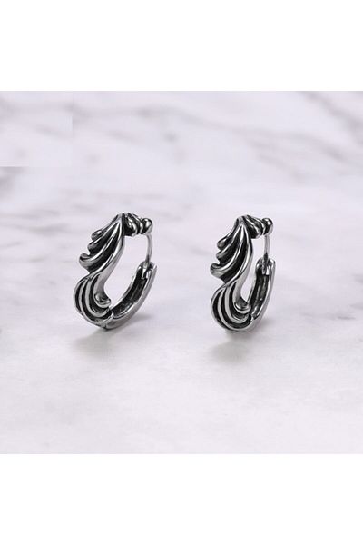northstarshop Vintage Design Hoop 316l Biker Snap Steel Earring Pair
