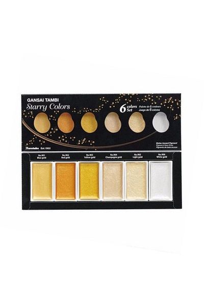 Zig Kuretake Gansai Tambi Water Color Set of 6 Starry Colors