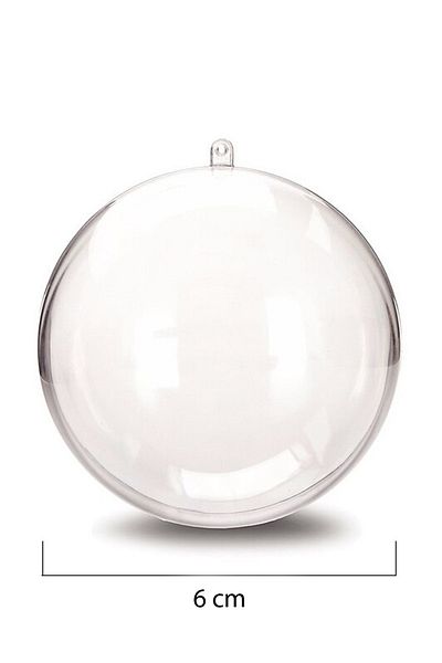 Tahtakaledeyim Plastic Ball Snap-On Transparent 6 cm Diameter, Decoration Ball, 8 Pieces
