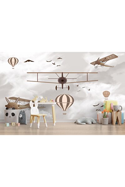 adalidekor Çocuk Odası Duvar Kağıdı Uçak Ve Balon Desenli
