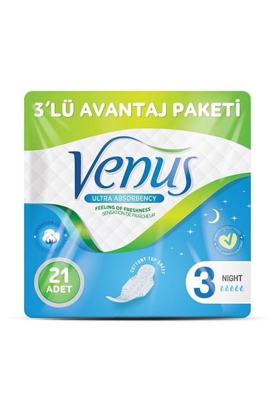 Venüs VENUS HYGIENEY PAD NIGHT 21 PIECES (3 PACK)