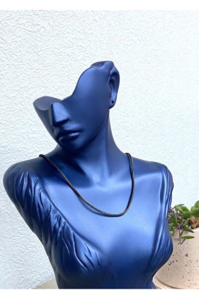 KAZZAZE Oksitli Gümüş Kazaziye Örme Düz Zincir Kolye