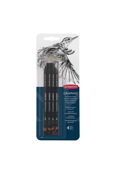 Derwent Graphic Pencils Graduated Pen Set Sketching Soft 4-Piece Blister