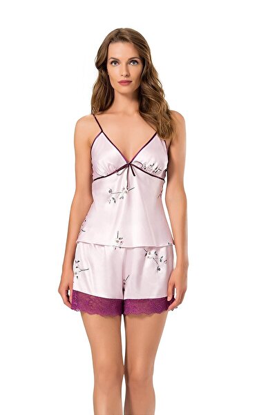 MOONGIRL Pijamale de damă din satin cu pantaloni scurți - 020