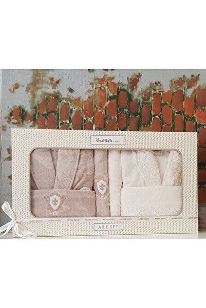 Özdilek Ece Aile Bornoz Seti- Taş Krem