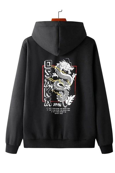 ALİKA Unisex φούτερ με κουκούλα μαύρο Osaka Oversize