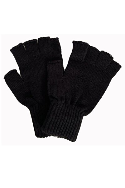 YILMAZ ASKERİ SHOP Siyah Yün Kesik Eldiven