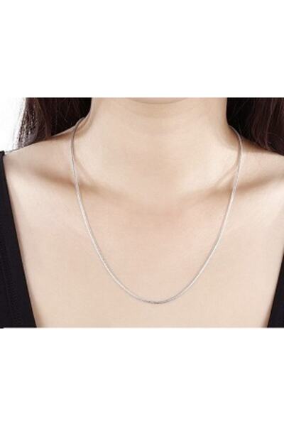 OSLO TAKI Unisex Gümüş Ince Yılan Model Çelik Zincir 60 Cm