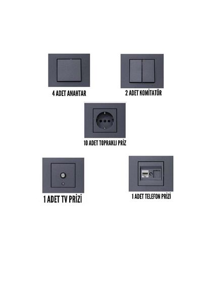 OVİVO Grano Smoked Switch & Socket Set 18 Pieces