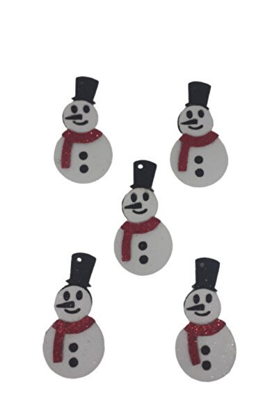 Pastdizayn Kardan Adam Yılbaşı Çam Ağacı Süsü Hediye Paketi Süsü Eva 5 Adet 8 Cm