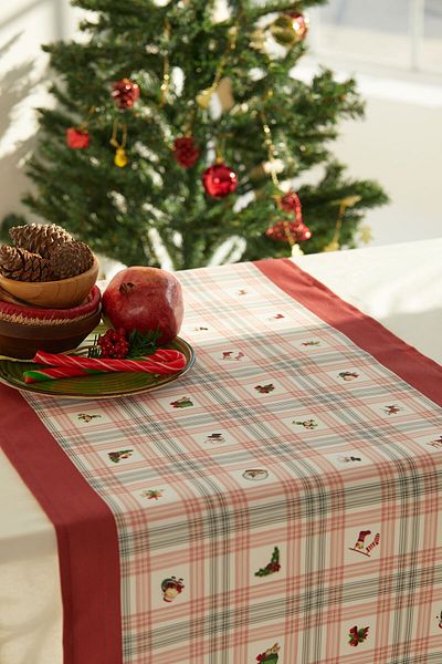 AYSHOME Κόκκινο Gingham Πρωτοχρονιάτικο Runner 45x140