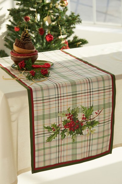AYSHOME Kokina Branched Plaid New Year Runner 45 x 135