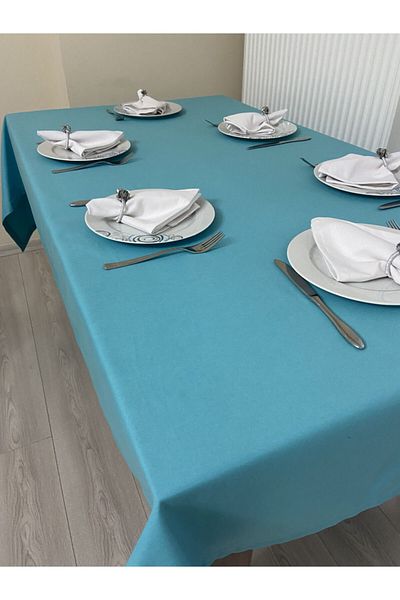 Zeren Home Комплект от 13 покривки за маса Carefree, устойчиви на течности, циан