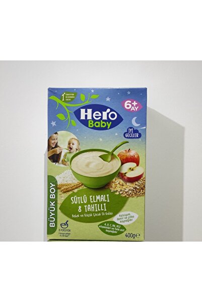 Hero Baby Gece Sütlü Elmalı 8 Tahıllı Bebek Ve Küçük Çocuk Ek Gıdası 400 Gram