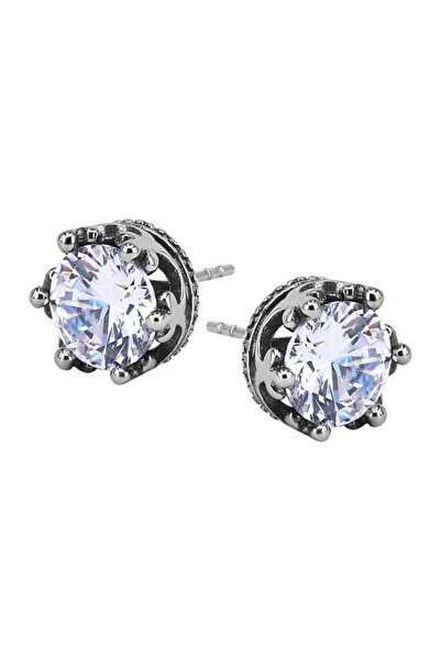 northstarshop أبيض كبير الزركون حجر خمر تصميم مسمار من خلال الملك الحجم الرجال 316l الصلب الأقراط زوج