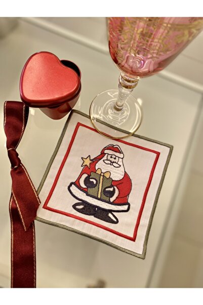 cantasarım ev tekstili Yılbaşı Hediyelik Noel Baba Keten Kokteyl Peçetesi&sun...