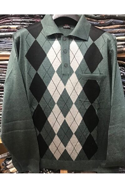 NACAR STORE Men's Polo Collar and Patterned Thin Wool Knitwear Dad Sweater - ...