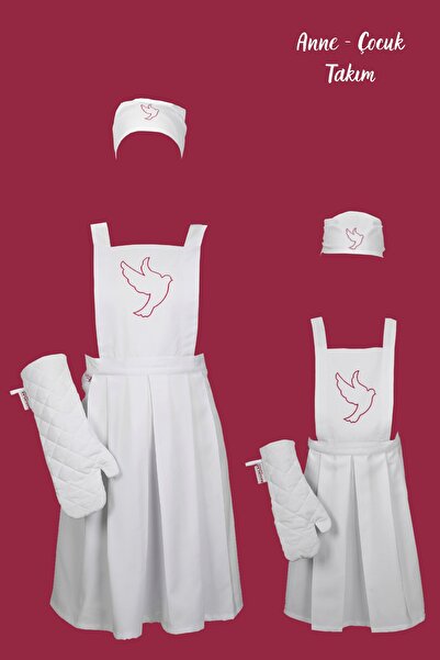 samiden Anne & Çocuk Mutfak Önlüğü, Bandana Ve Fırın Eldiveni Set Trt Lisansl...