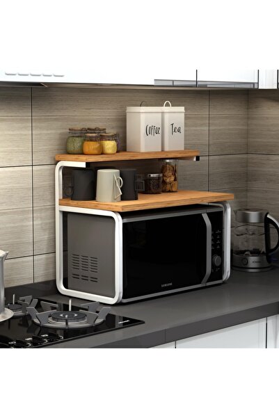 DEHALİMİTED Mutfak Organizer Tezgah Üstü Metal Raflı Mikrodalga Fırın Standı Çay Kahve Standı