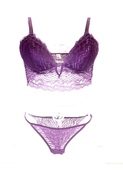 PIRILTILİNA TEKSTİL VE AKSESUARLARI Kadın Mürdüm Dantelli Büstiyer Sütyen