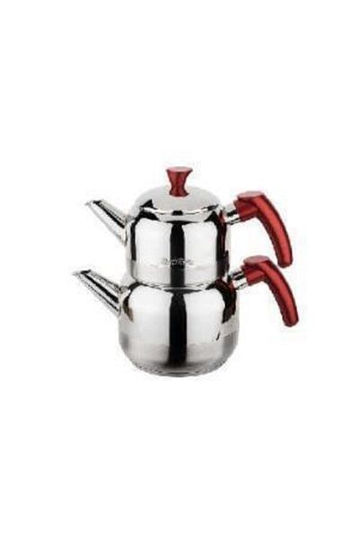 Tantitoni Red Athena Medium Size Stainless Steel Teapot Set 1100/1900 ml