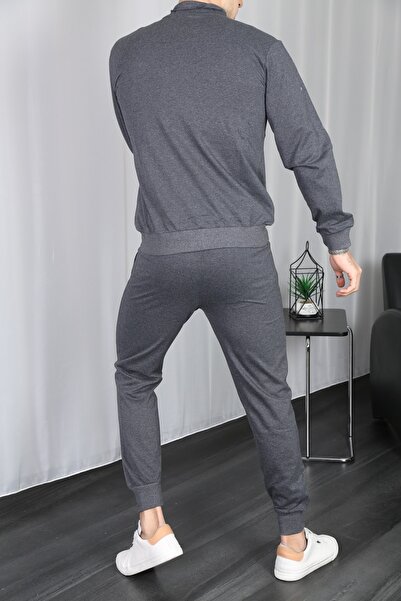 3MODA Erkek Füme Fermuarlı Eşofman Takım