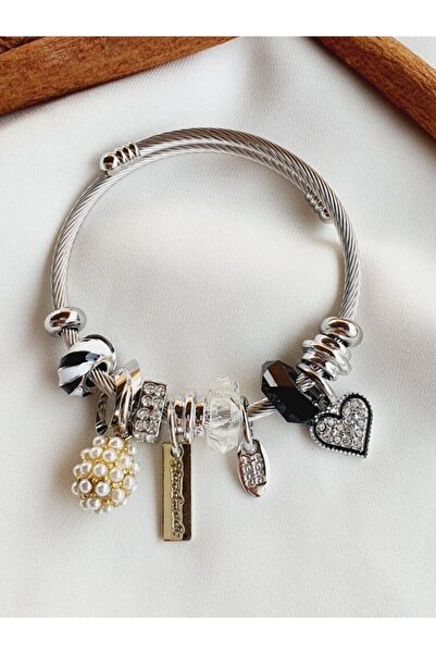 Everglow Jewelry Steel Heart Charm Bracelet