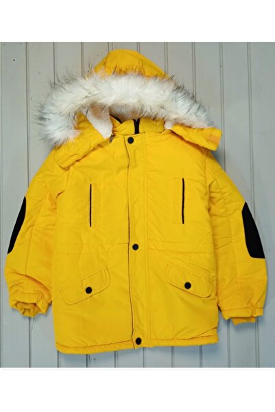 CANSIN Kürklü Erkek Çocuk Kaban Sarı