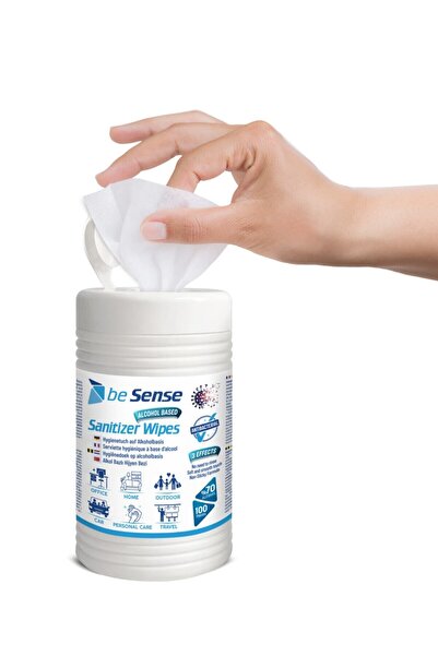 BESENSE Alkol Bazlı Islak Mendil, 100 Yaprak Kutulu El Ve Yüzey Temizleme Hijyenik