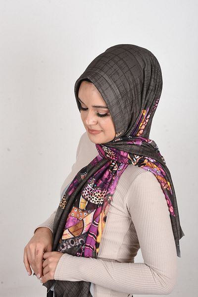OykumBone Patterned Plseli Lycra Ready Shawl-scarf