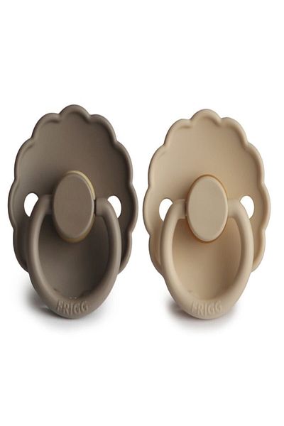 Frigg Daisy 0-6 Months Portobello/Croissant Rubber Pacifier Set