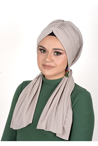 OykumBone Taş Rengi Düz Mizah Sandy Kumaş Pratik Hazır Şal /bone