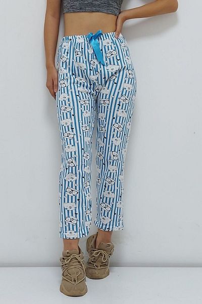 Bkmc Pantaloni de pijama din bumbac cu model albastru
