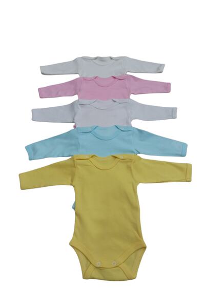 özdemirli bebe سالوبيت للأطفال بأكمام طويلة ولون موحد (عبوة من 5 قطع) للأعمار...