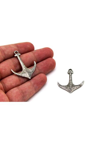 yfhobi 1 Adet - 30x38 Mm, Çapa Desenli, Metal Uç, Takı Malzemesi, Boyalı Gümü...