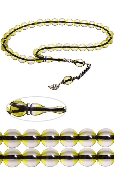 Tesbih Atölyesi Certified Transparent Delim Master Workmanship Powder Amber Prayer Beads