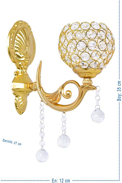 polataydinlatma Swan Luxury Sconce with Crystal Ball Hat (gold)