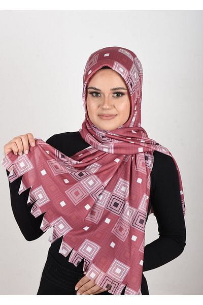 OykumBone Red-white Patterned Sandy Fabric Lycra Ready Shawl-scarf-bone