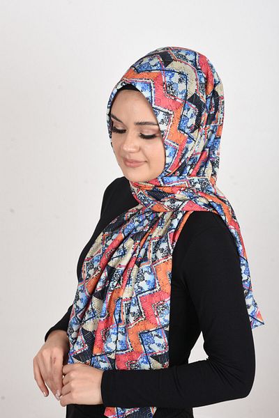 OykumBone Şal-eşarfă Plsli Lycra Ready cu modele în mişcare în culori albastru-roz