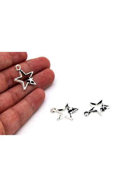 yfhobi 3 Adet - 21x24 Mm Yıldız Desenli, Metal Uç, Takı Malzemesi, Boyalı Güm...